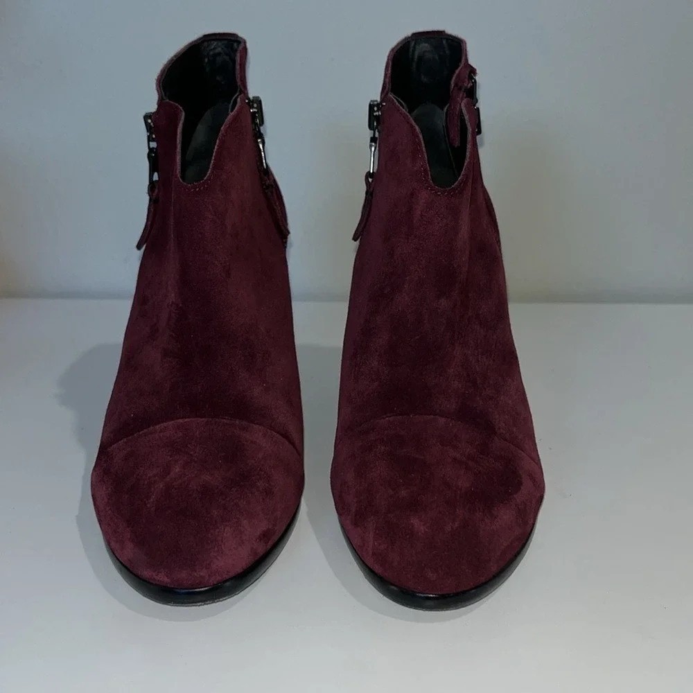Rag & Bone‎ Women's Burgundy Margot Suede Leather Ankle Boots Sz 8.5 Zippers